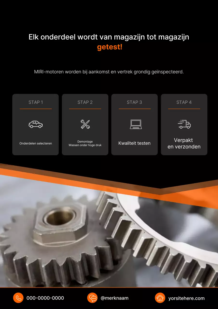 Oranje moderne auto-onderdelen inspectiegids