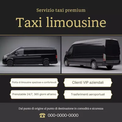 Pubblicità del servizio taxi semplice nero