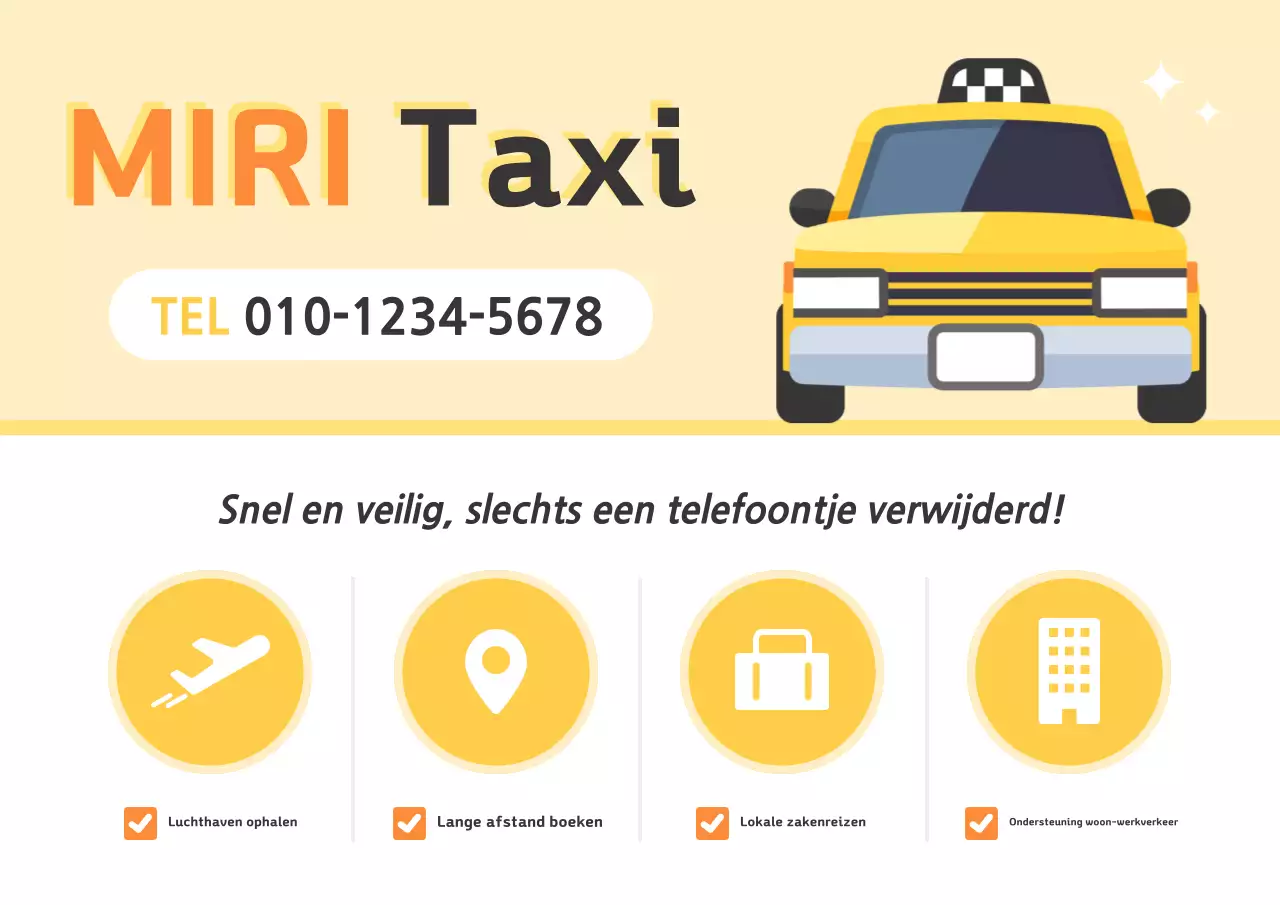 Gele eenvoudige taxi-advertentie
