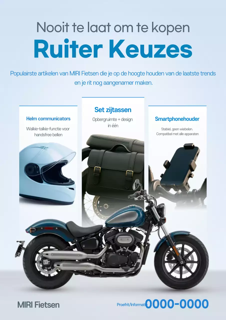 Advertentie voor hemelsblauwe moderne rijkleding