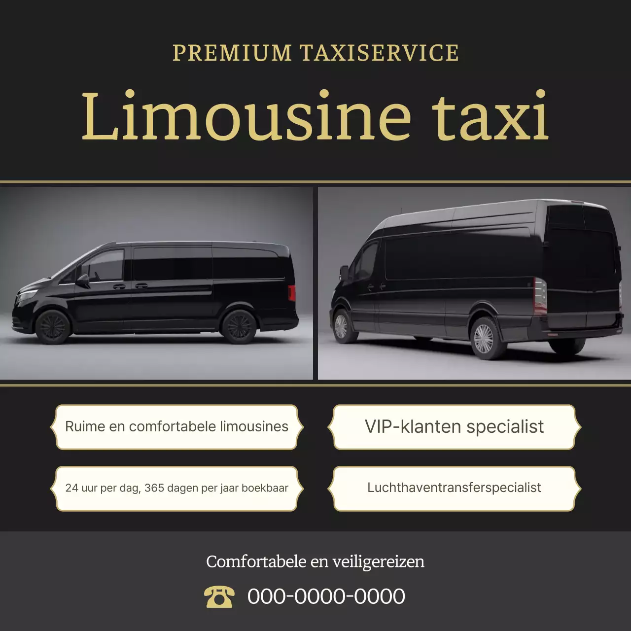 Advertentie voor Black Simple Taxi Service