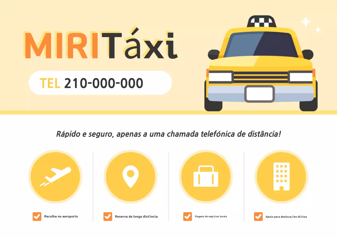 Anúncio de táxi amarelo simples