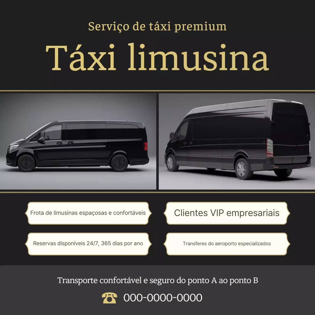 Anúncio do serviço de táxi Black Simple