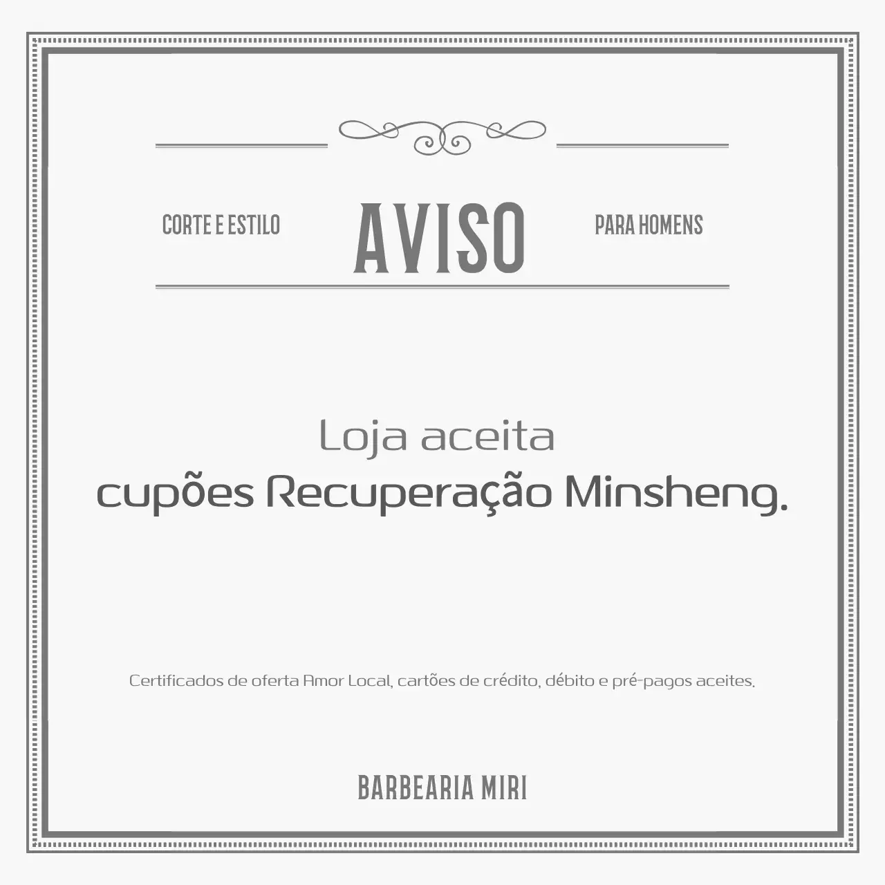 Aviso da loja Gray Classic