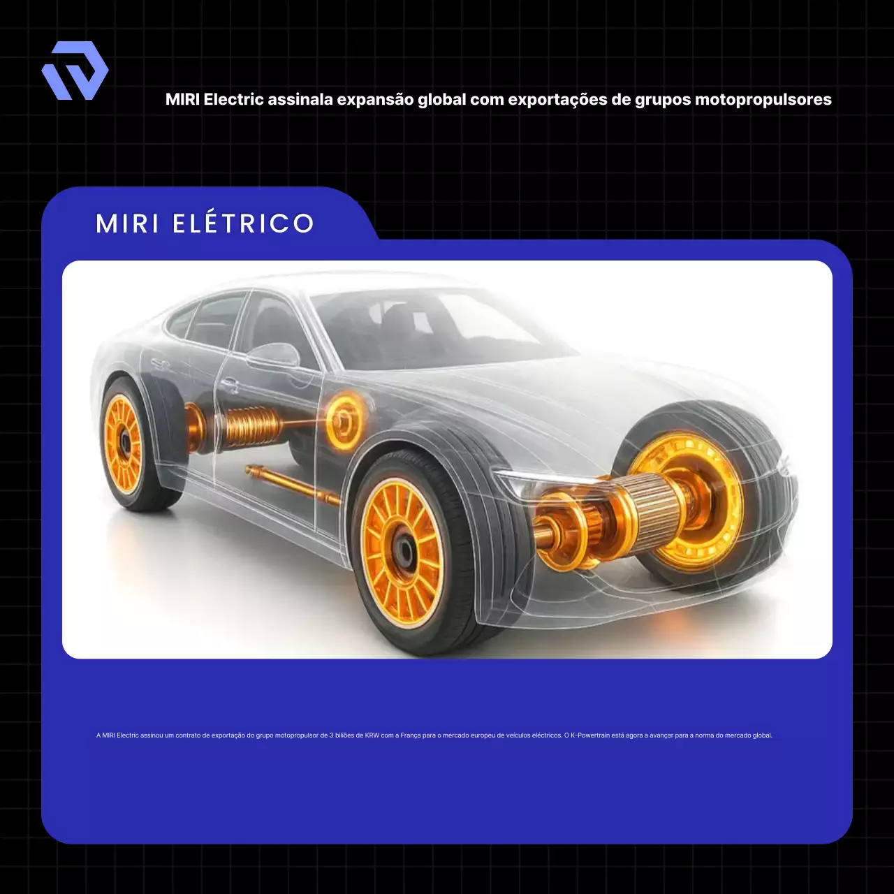 Anúncio de carro elétrico moderno azul