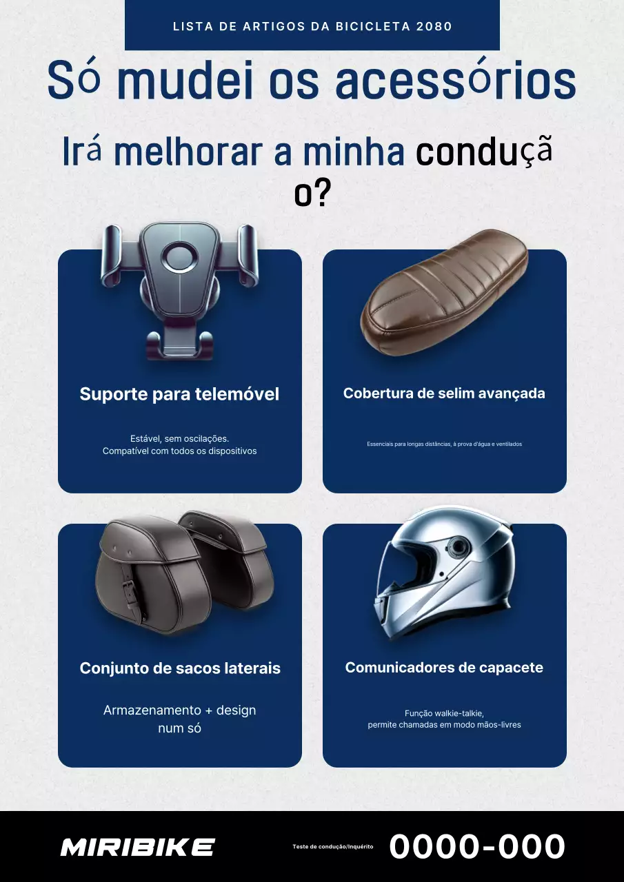 Anúncio de acessórios para bicicletas modernas azuis