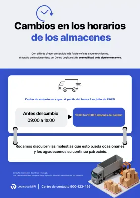 Aviso del Centro Logístico Blue Clean