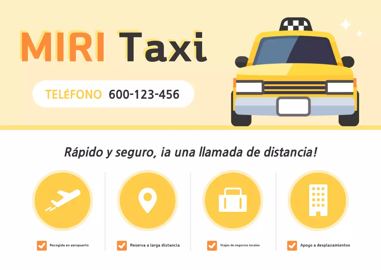 Anuncio de taxi amarillo simple