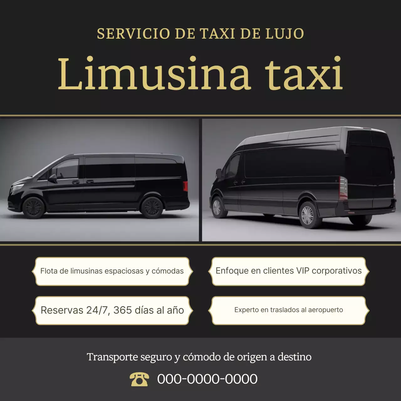 Anuncio de servicio de taxi negro simple