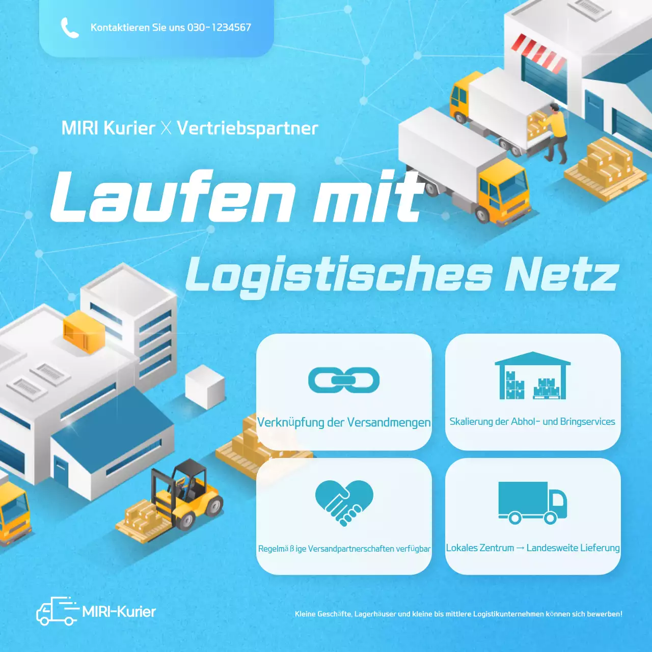 Himmelblaue moderne Logistikwerbung