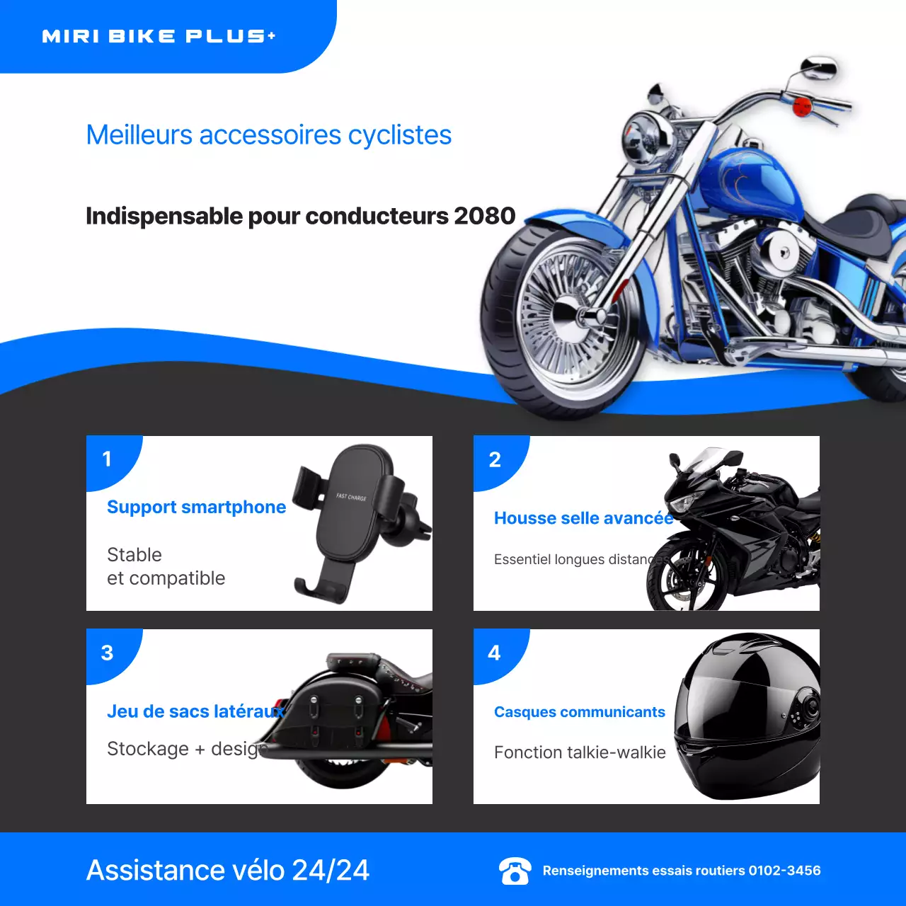 Publicité pour les accessoires modernes bleus