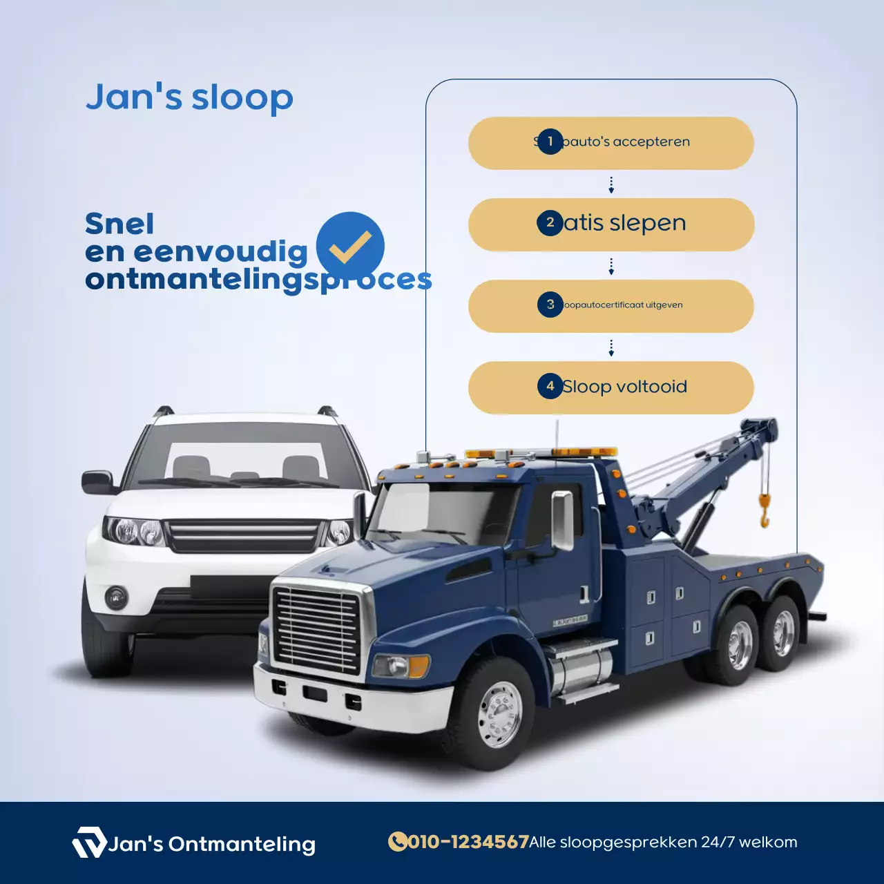 Blauwe moderne auto-afvalreclame