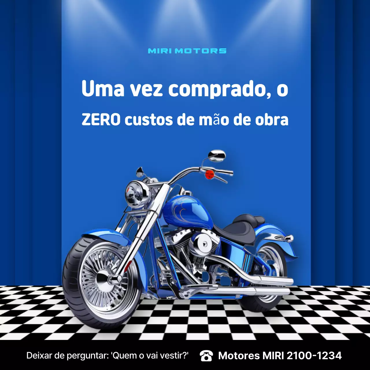 Anúncio de motocicleta moderna azul