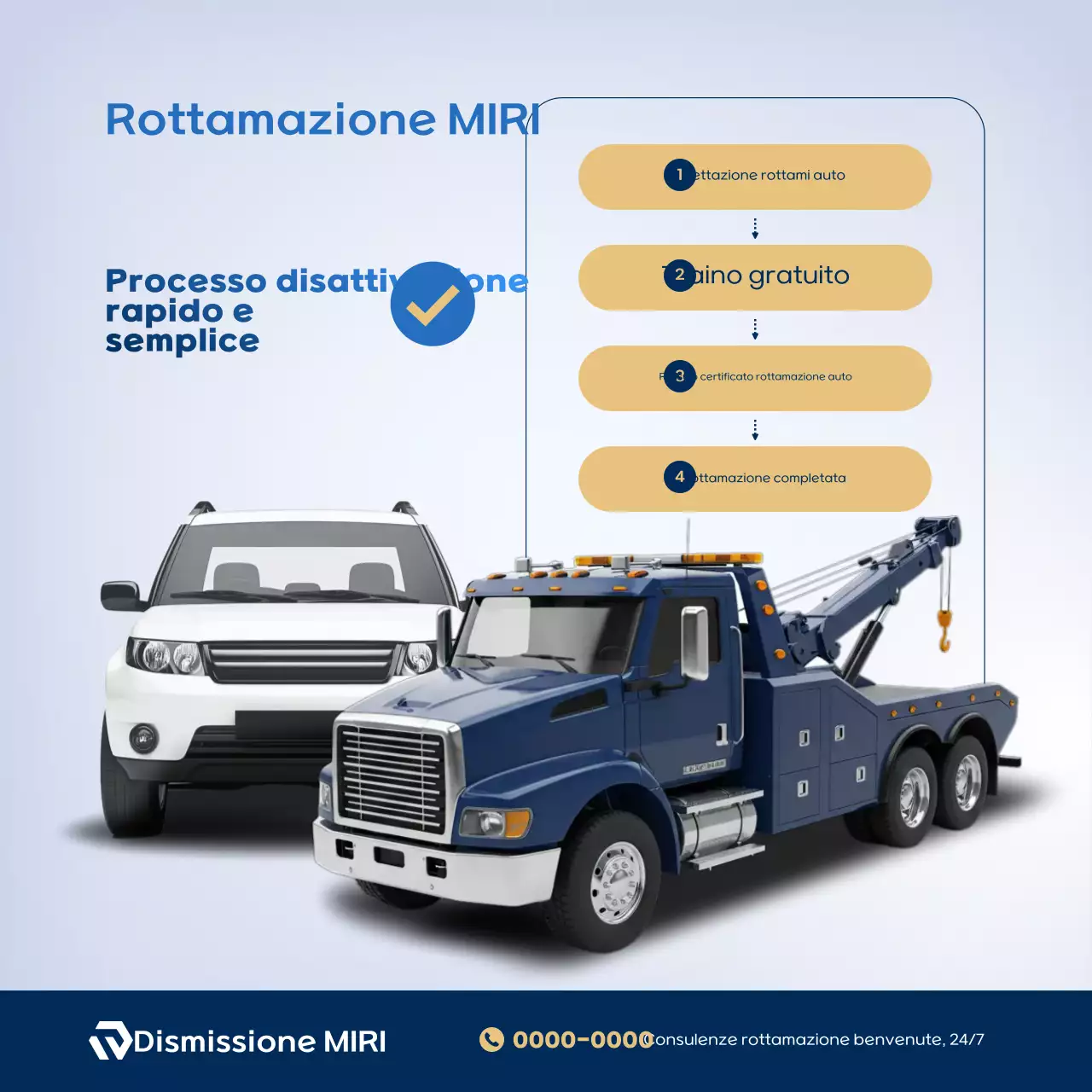 Pubblicità di rottami di auto moderne blu