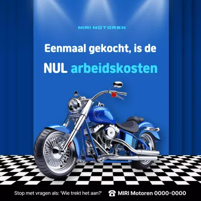 Blauwe moderne motorfietsadvertentie