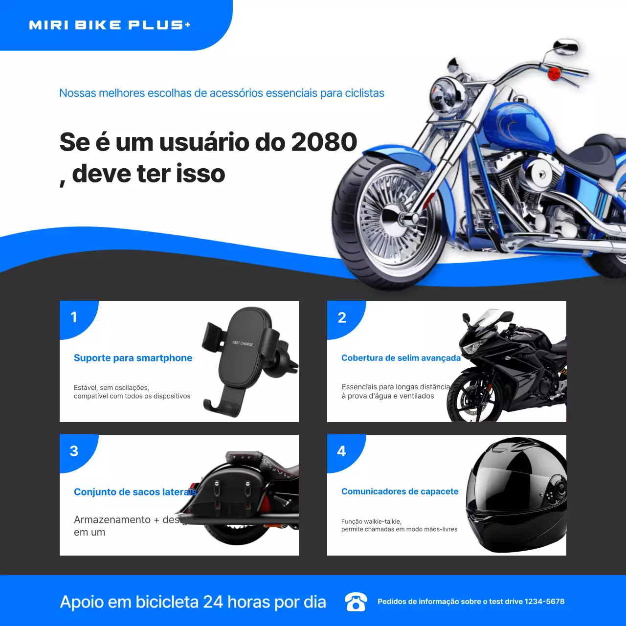 Anúncio de acessórios modernos azuis