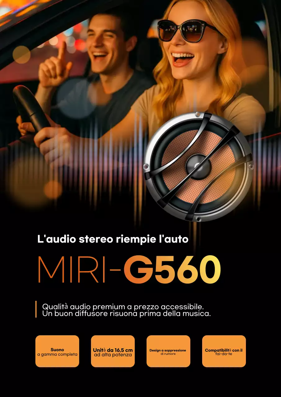 Pubblicità di un'auto moderna arancione