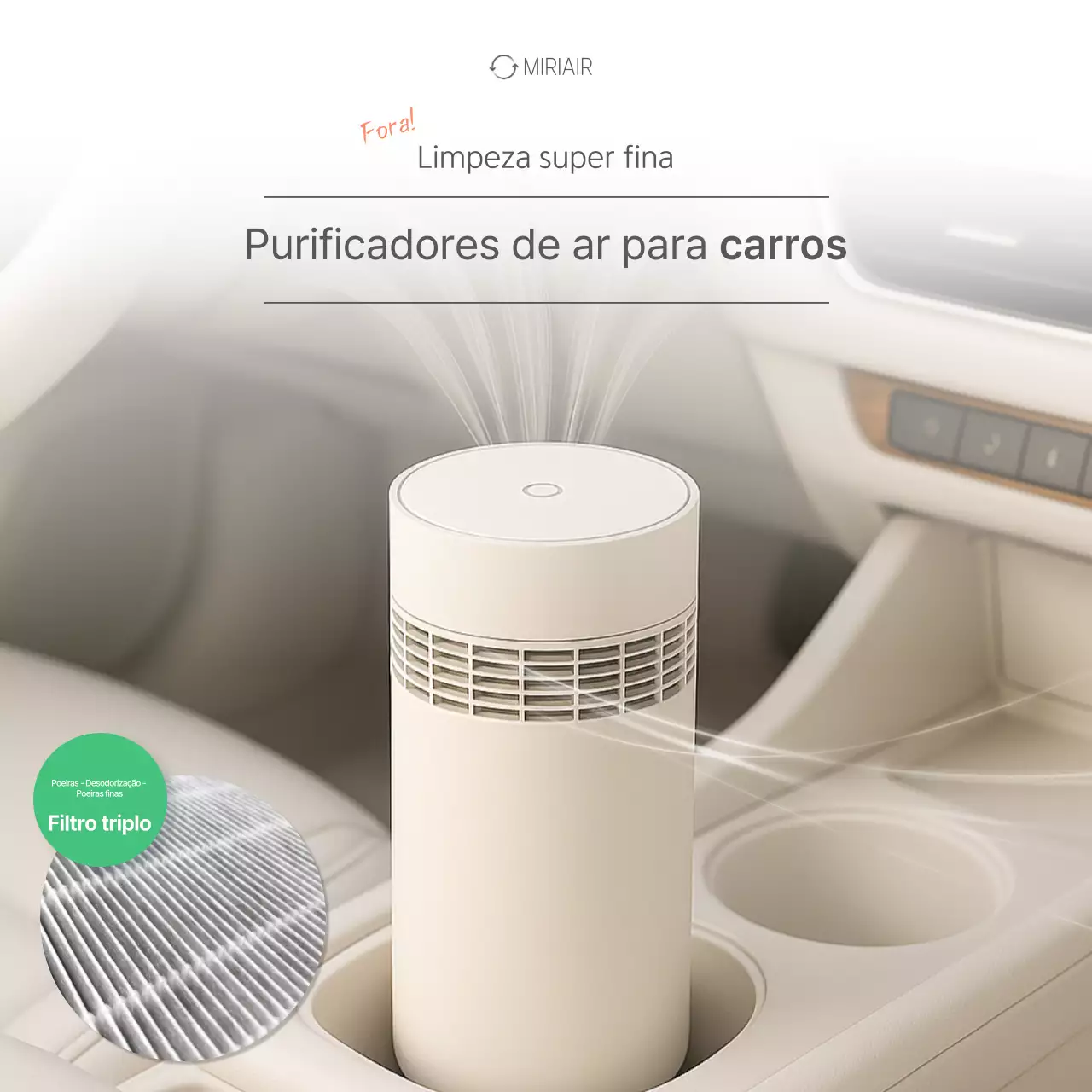 Promoção de produto purificador de ar moderno bege