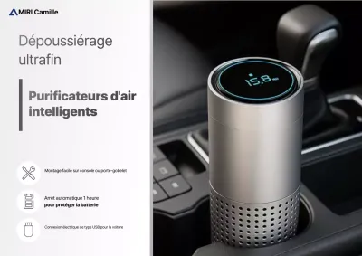 Publicité pour un purificateur d'air de voiture moderne gris
