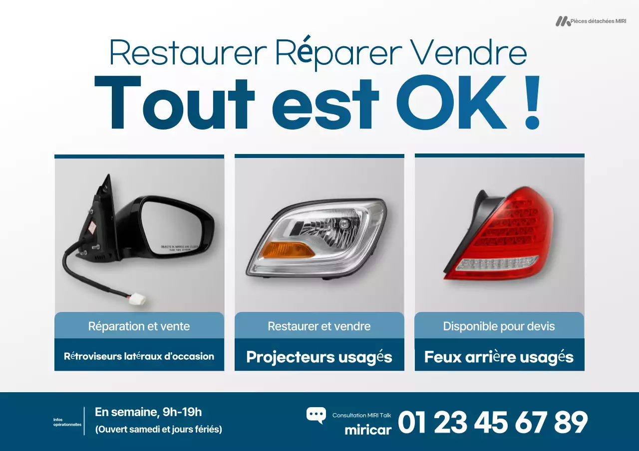 Publicité pour des pièces automobiles d'occasion modernes grises