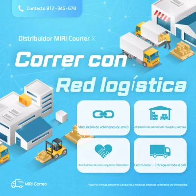 Publicidad de logística moderna azul cielo