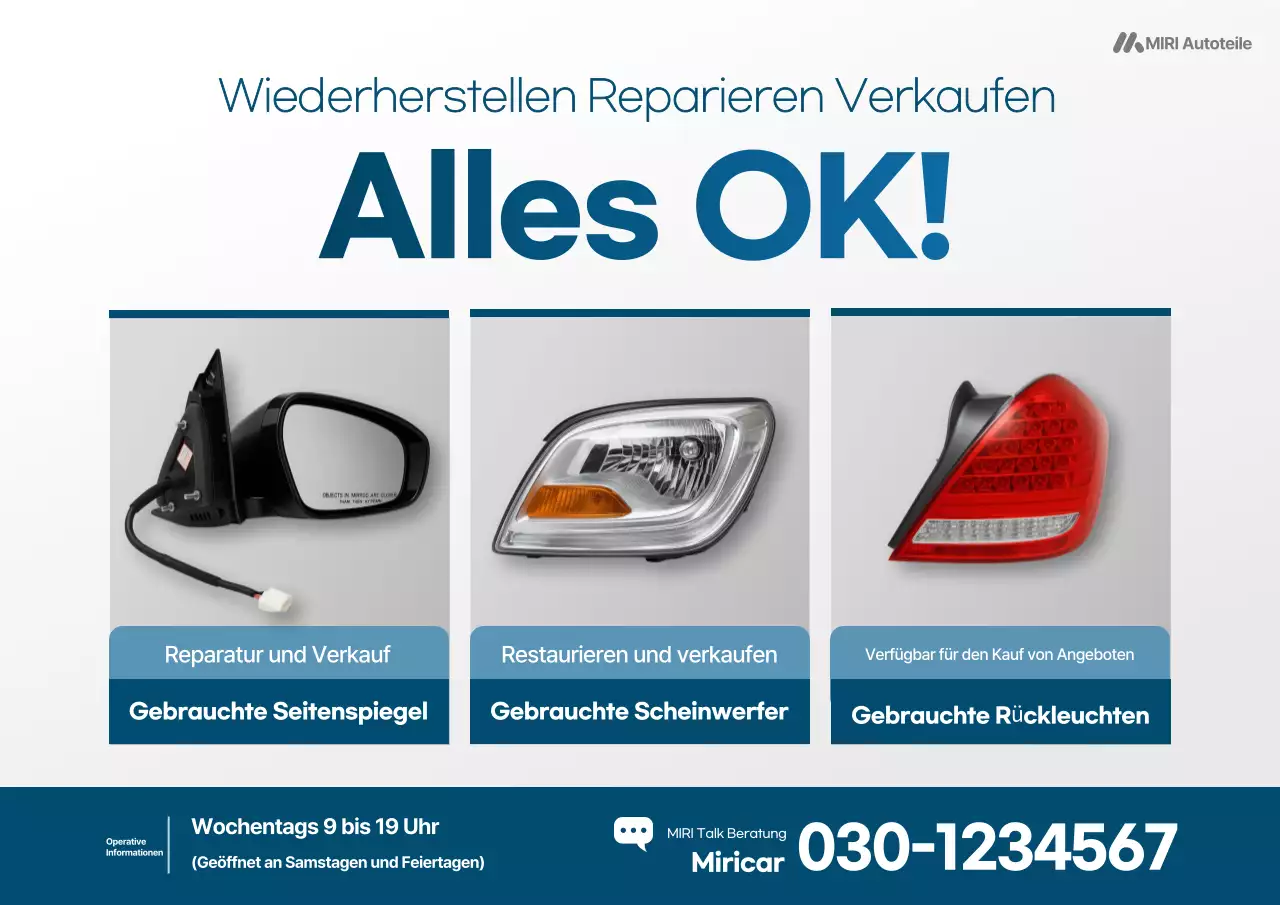 Graue moderne Werbung für gebrauchte Autoteile
