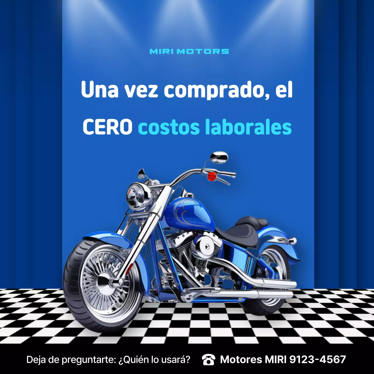 Anuncio de motocicleta moderna azul