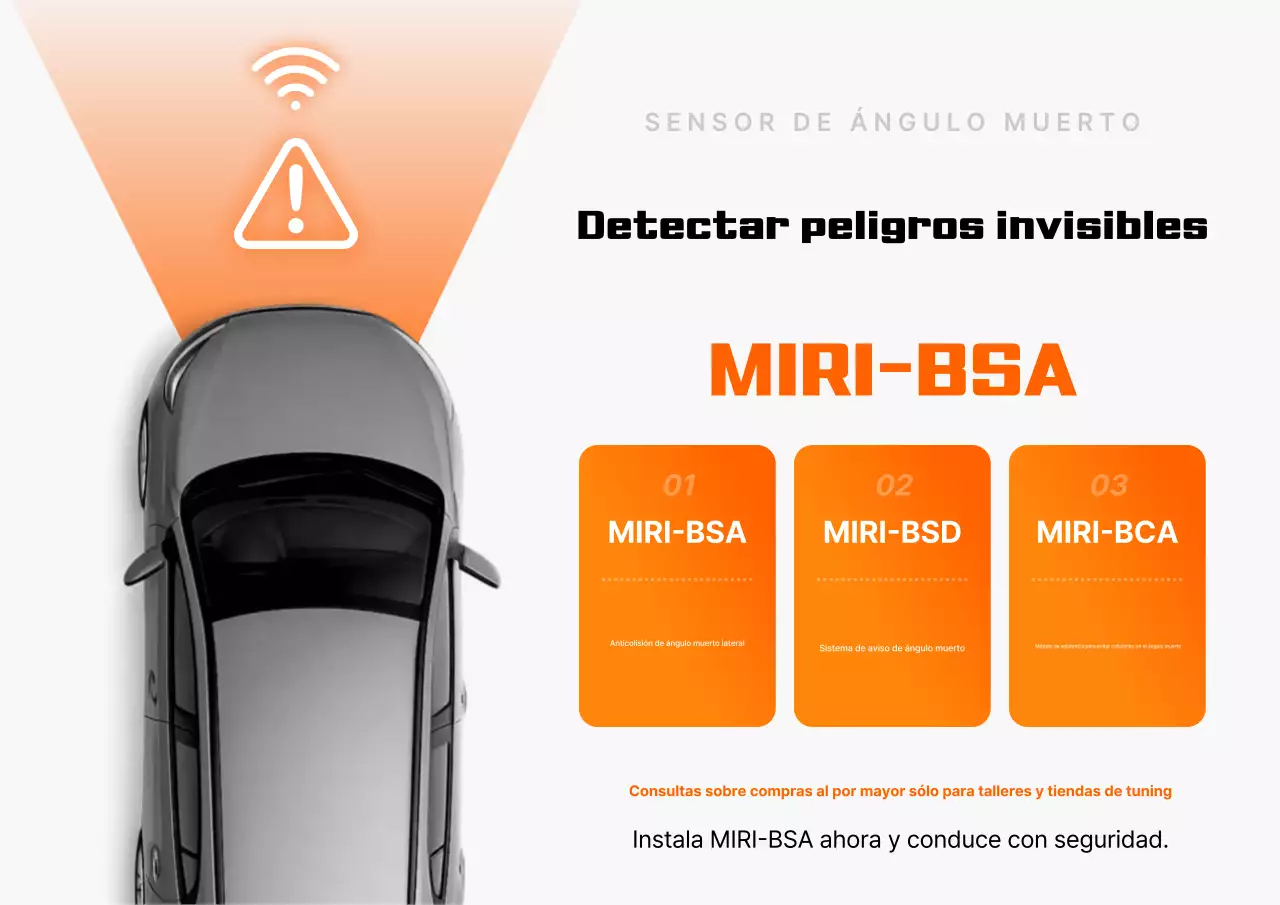 Anuncio de coche moderno de color naranja