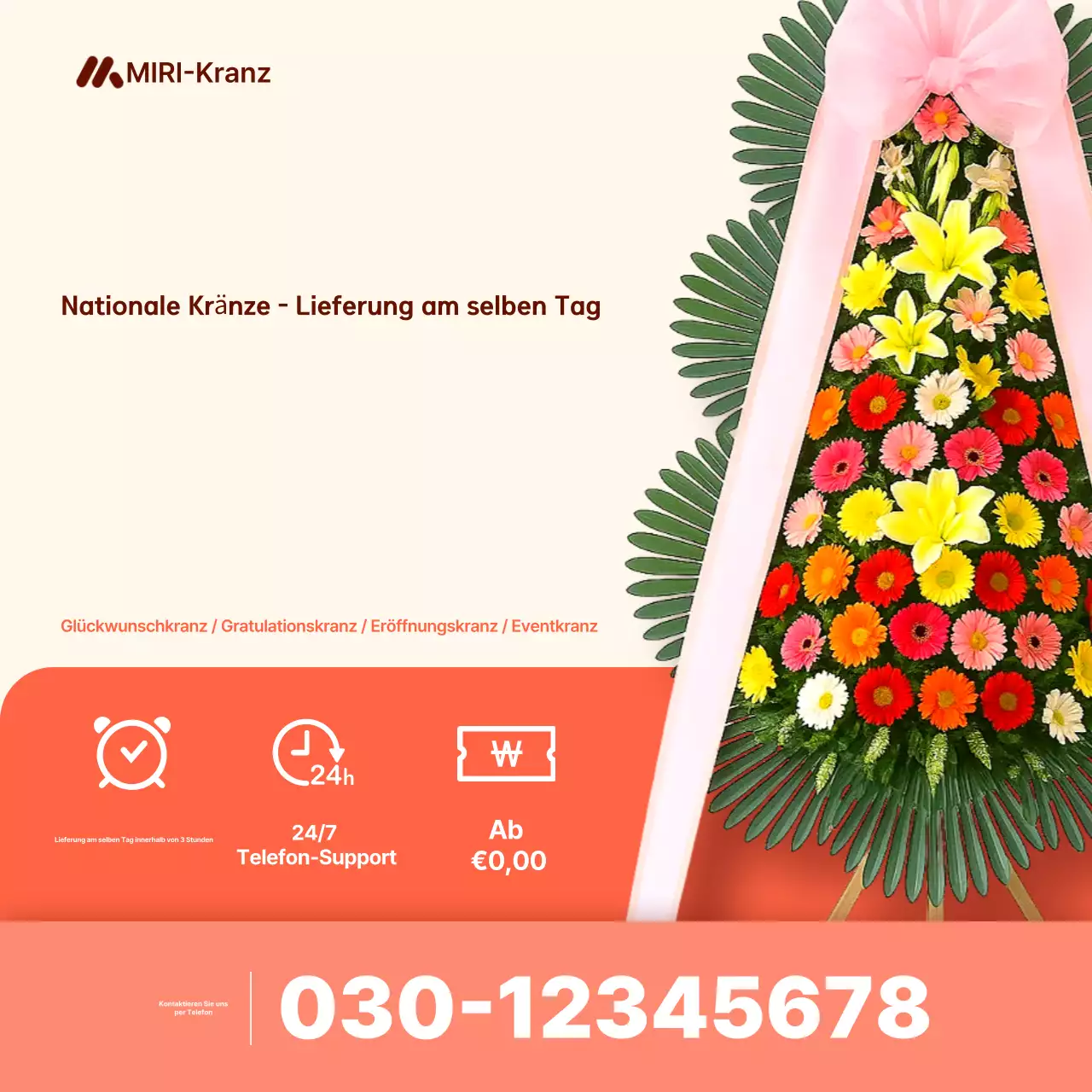 Orange Simple Wreath Lieferanzeige