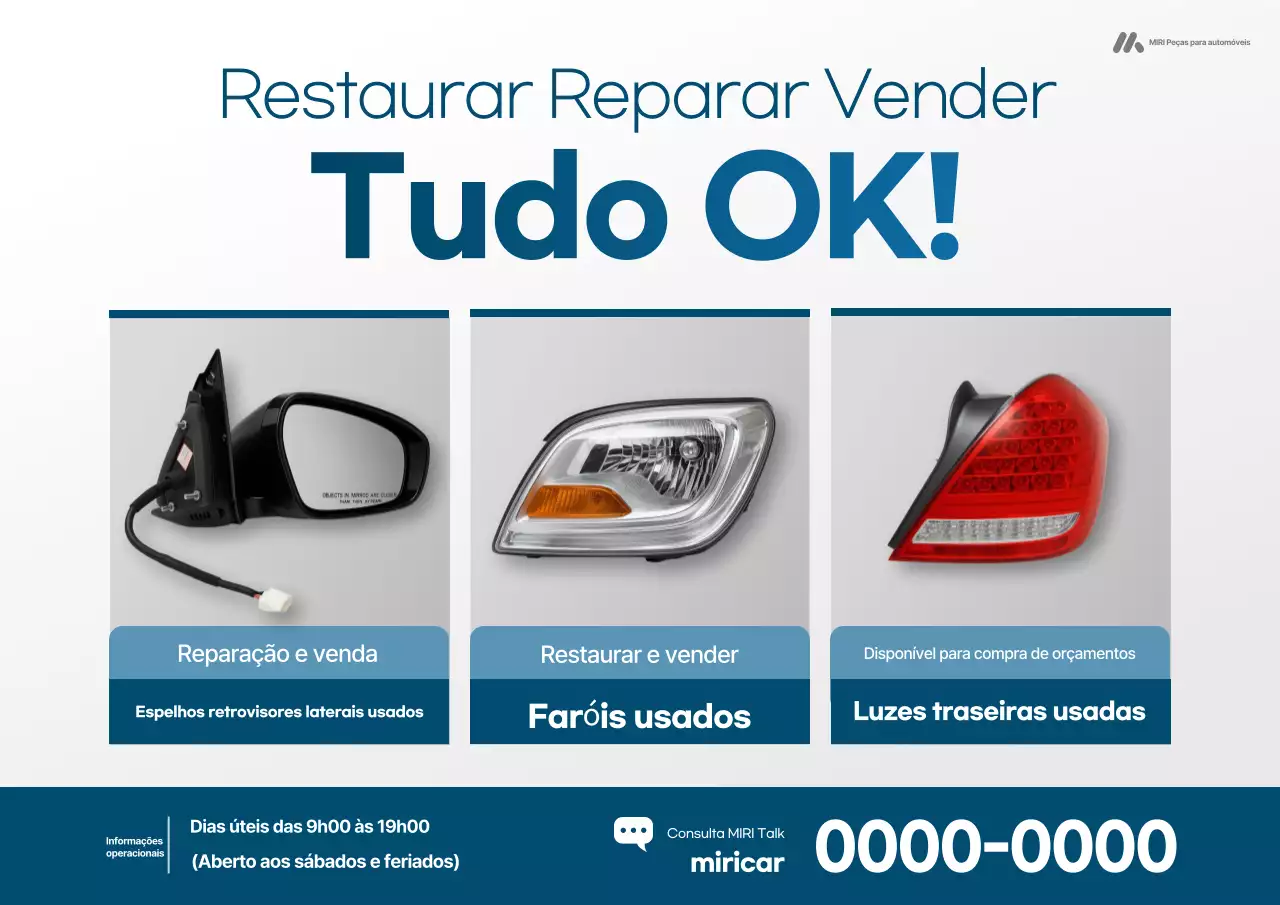 Anúncio de peças de carros usados ​​​​modernos em cinza