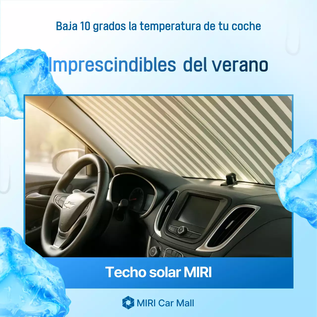 Anuncio de accesorios modernos para coches en color azul cielo