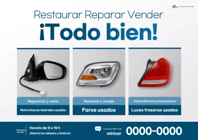 Anuncio de piezas de coches usados modernos de color gris