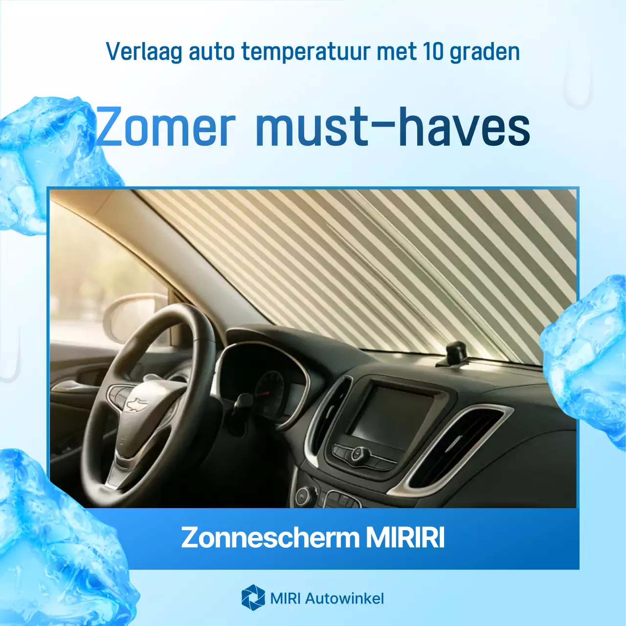 Advertentie voor moderne autoaccessoires in hemelsblauw