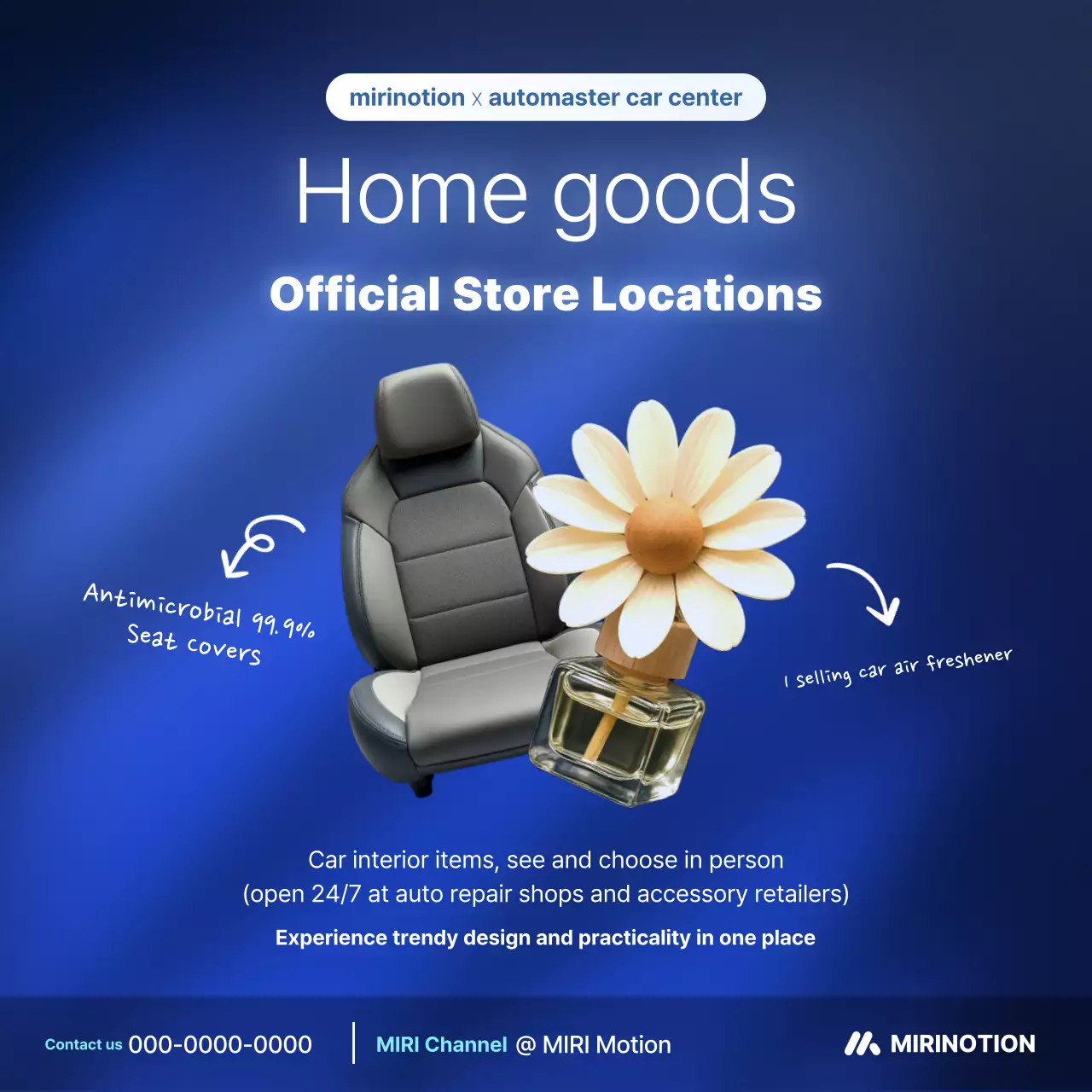 Promoção de produtos de interiores modernos azuis