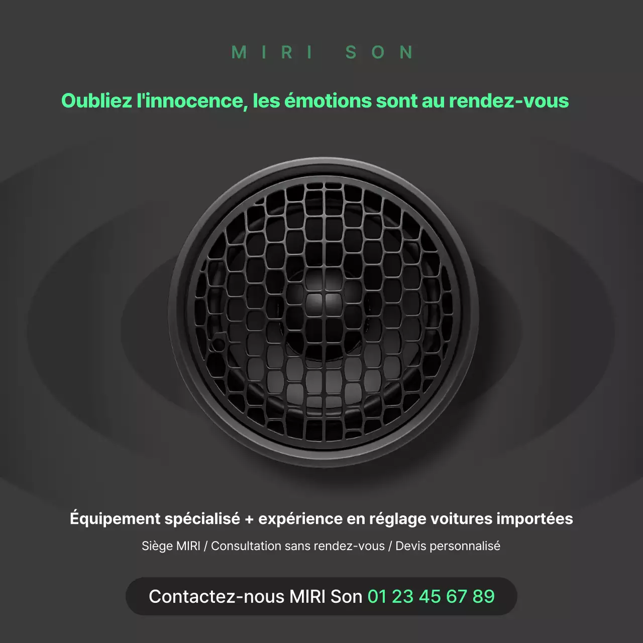 Publicité audio moderne noire