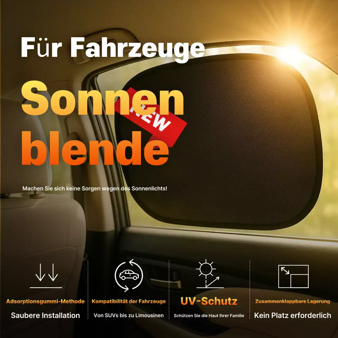 Orangefarbene Werbung für moderne Autozubehöre