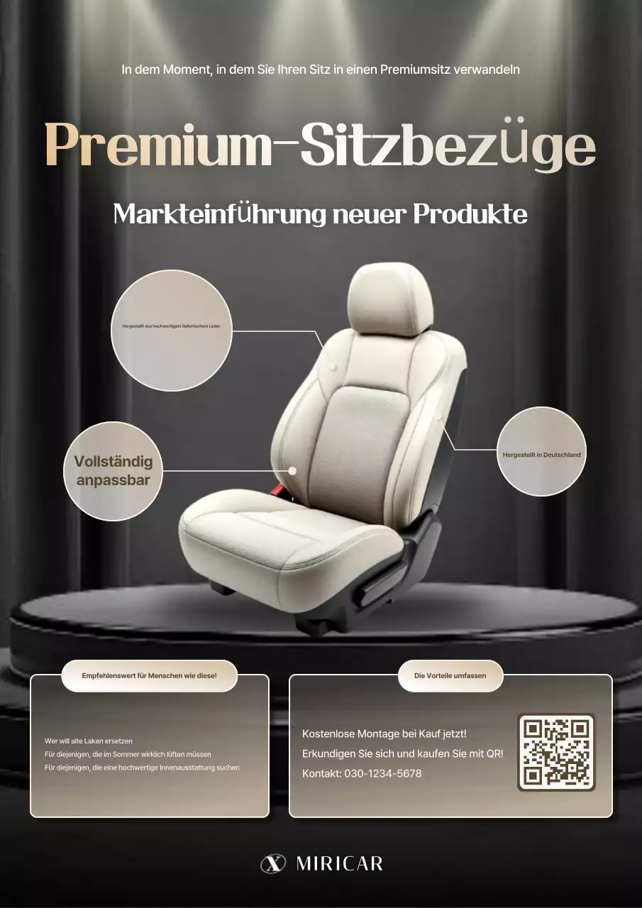 Schwarze stilvolle Autositzbezüge Anzeige