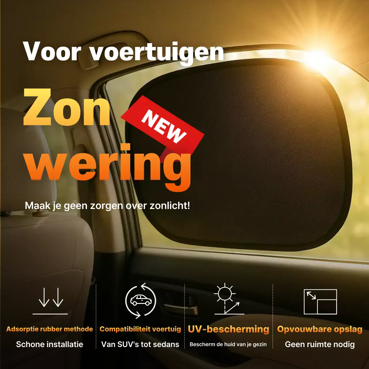 Advertentie voor moderne autoaccessoires in oranje