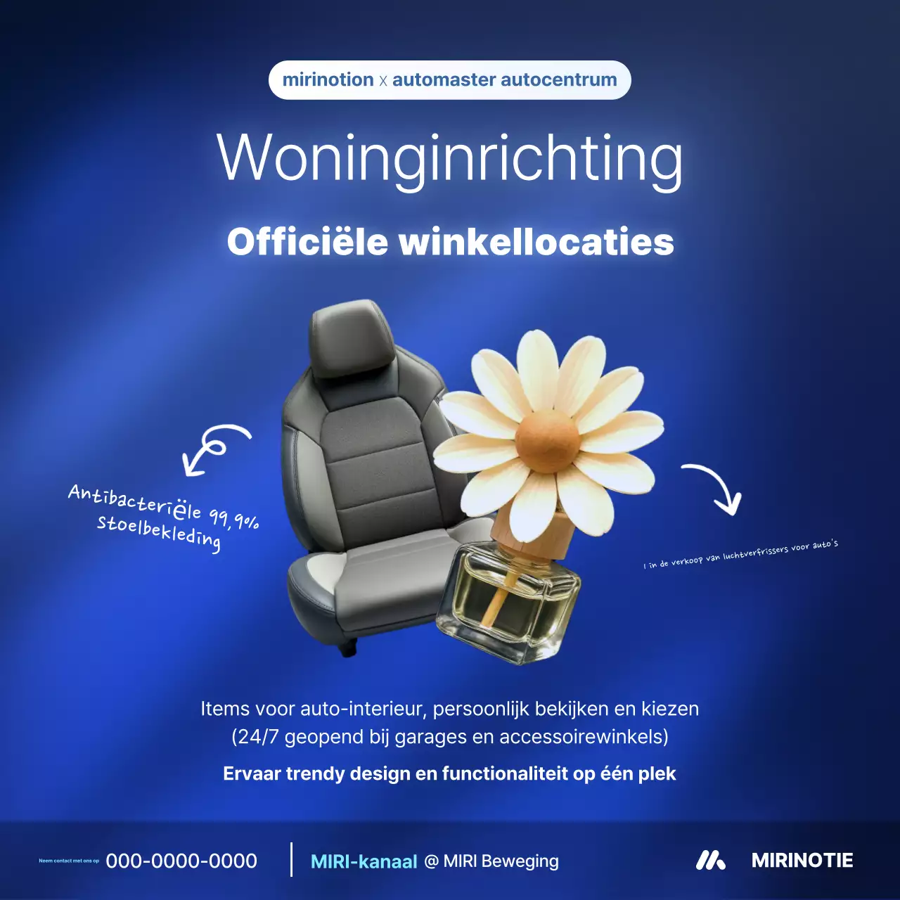 Promotie van blauwe moderne interieurproducten