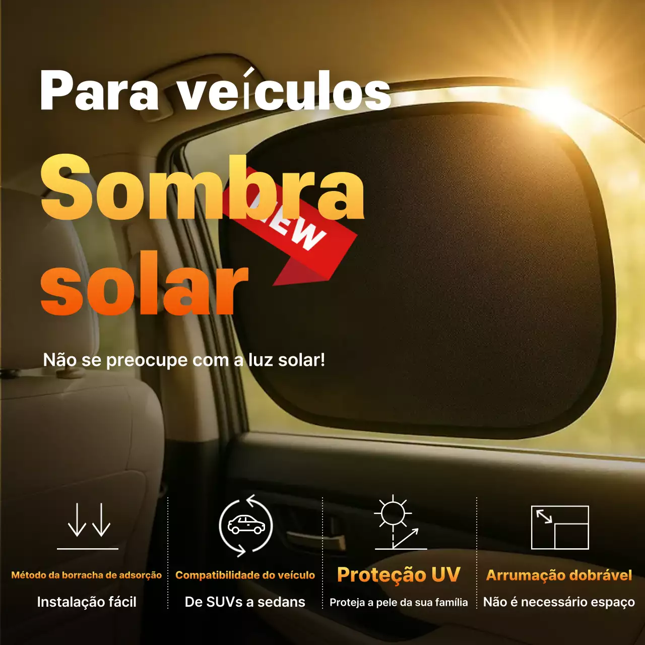 Anúncio de acessórios para carros modernos em laranja
