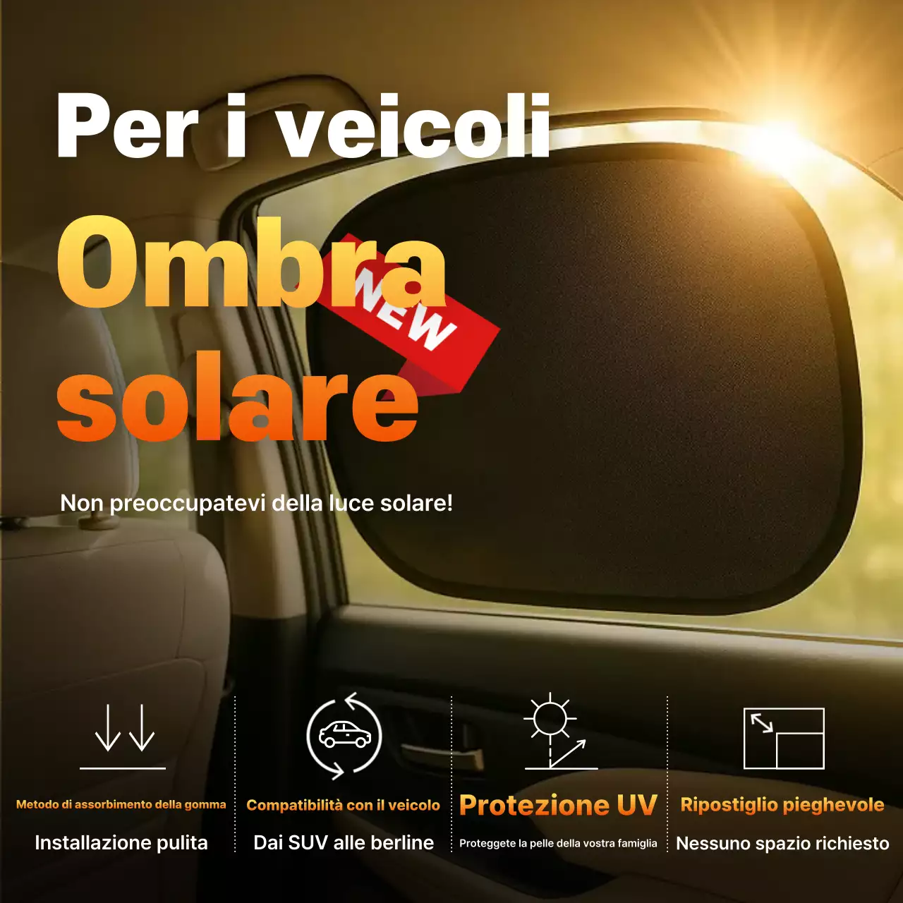 Pubblicità di accessori per auto moderni arancioni