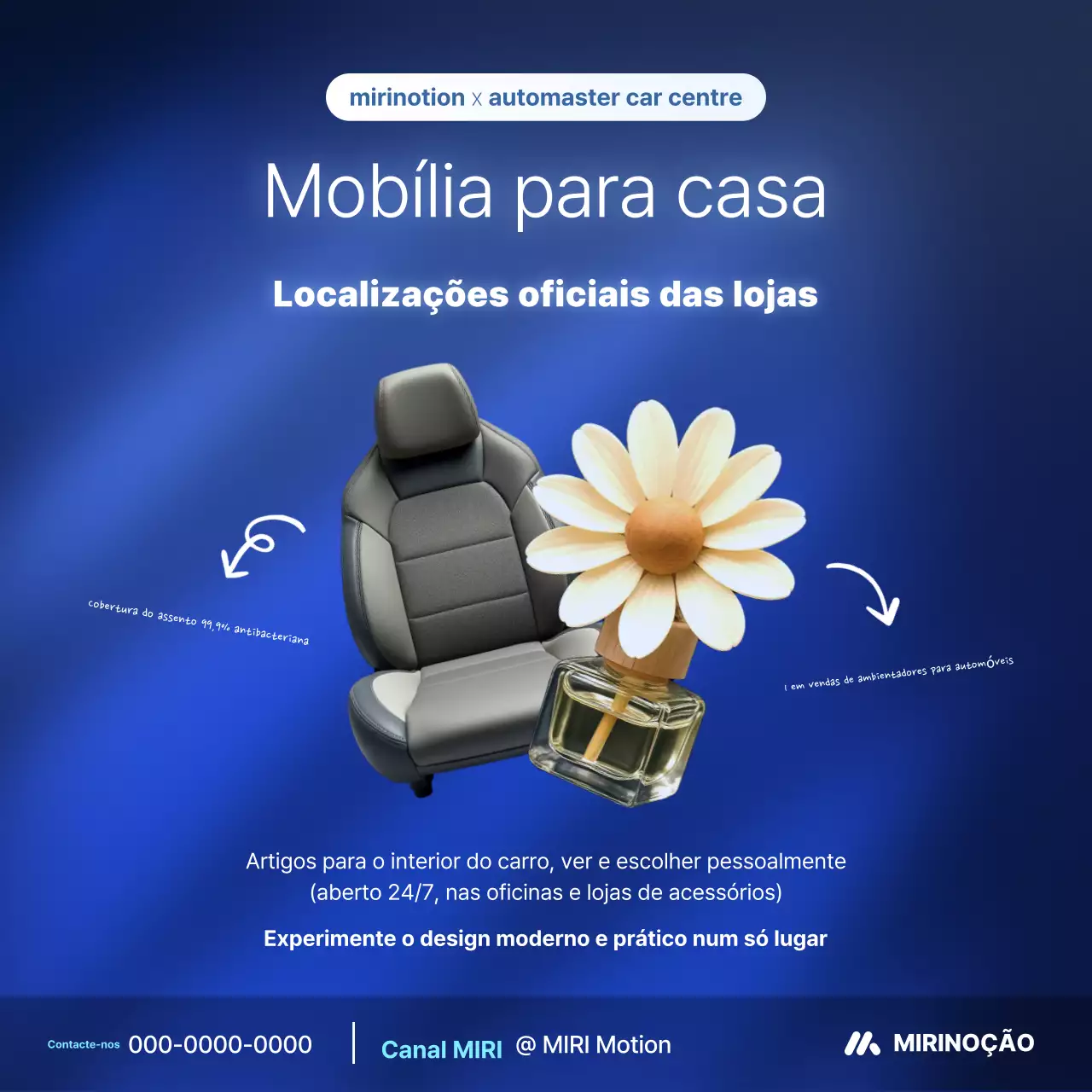 Promoção de produtos de interiores modernos azuis