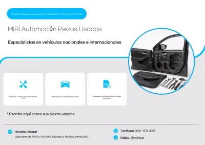 Anuncio de piezas de coches usados de Blue Modern