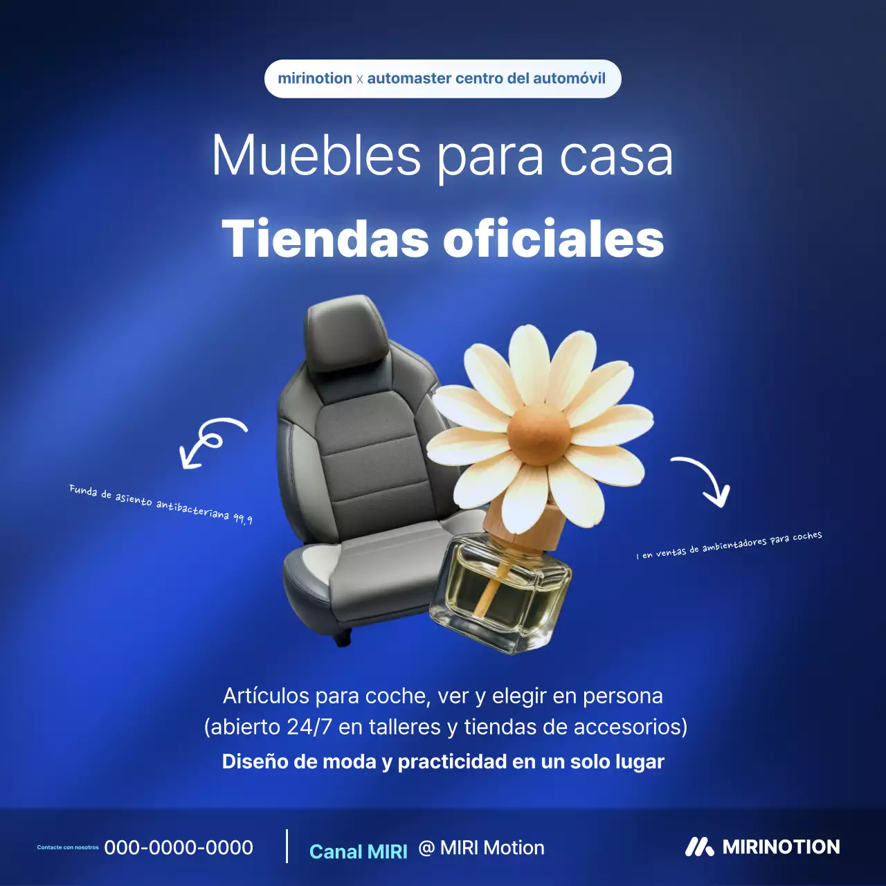 Promoción de productos de interiorismo modernos en azul