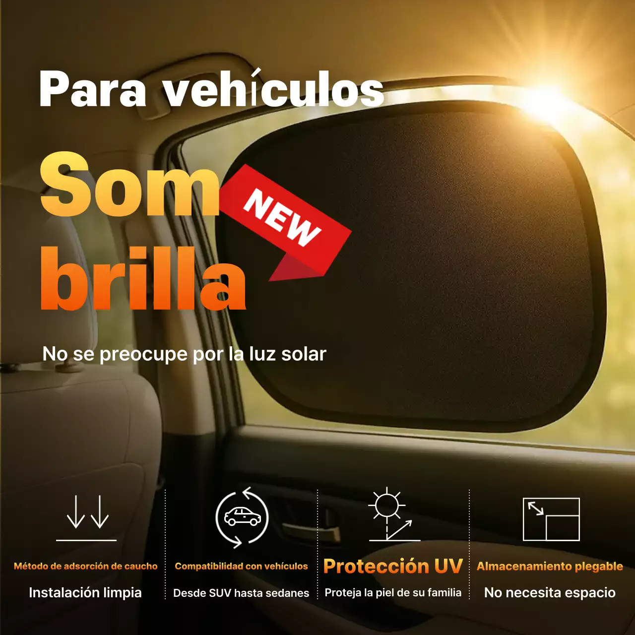 Anuncio de accesorios modernos para coches de color naranja