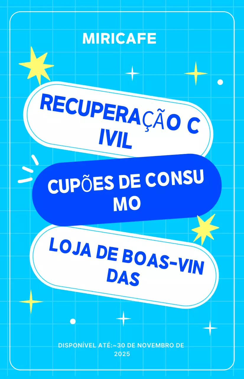 Cupom de Consumo de Recuperação de Meios de Vida Popular Moderno Azul-Céu