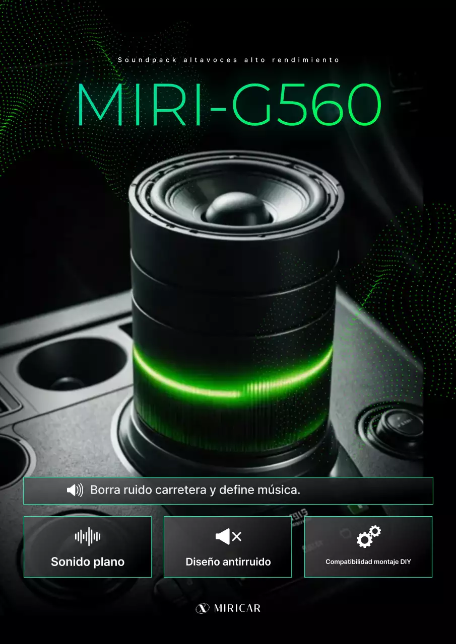 Anuncio de altavoz Bluetooth para coche moderno de color negro