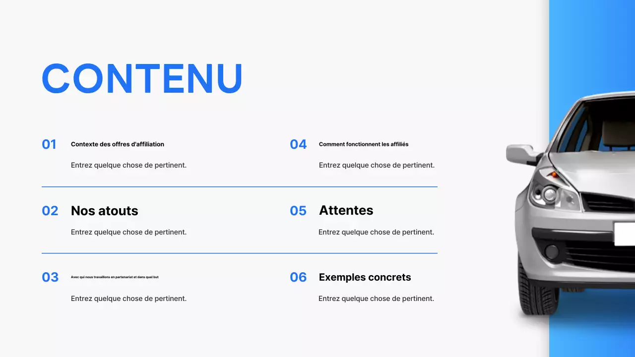 Proposition de partenariat commercial pour la réparation automobile moderne de Blue