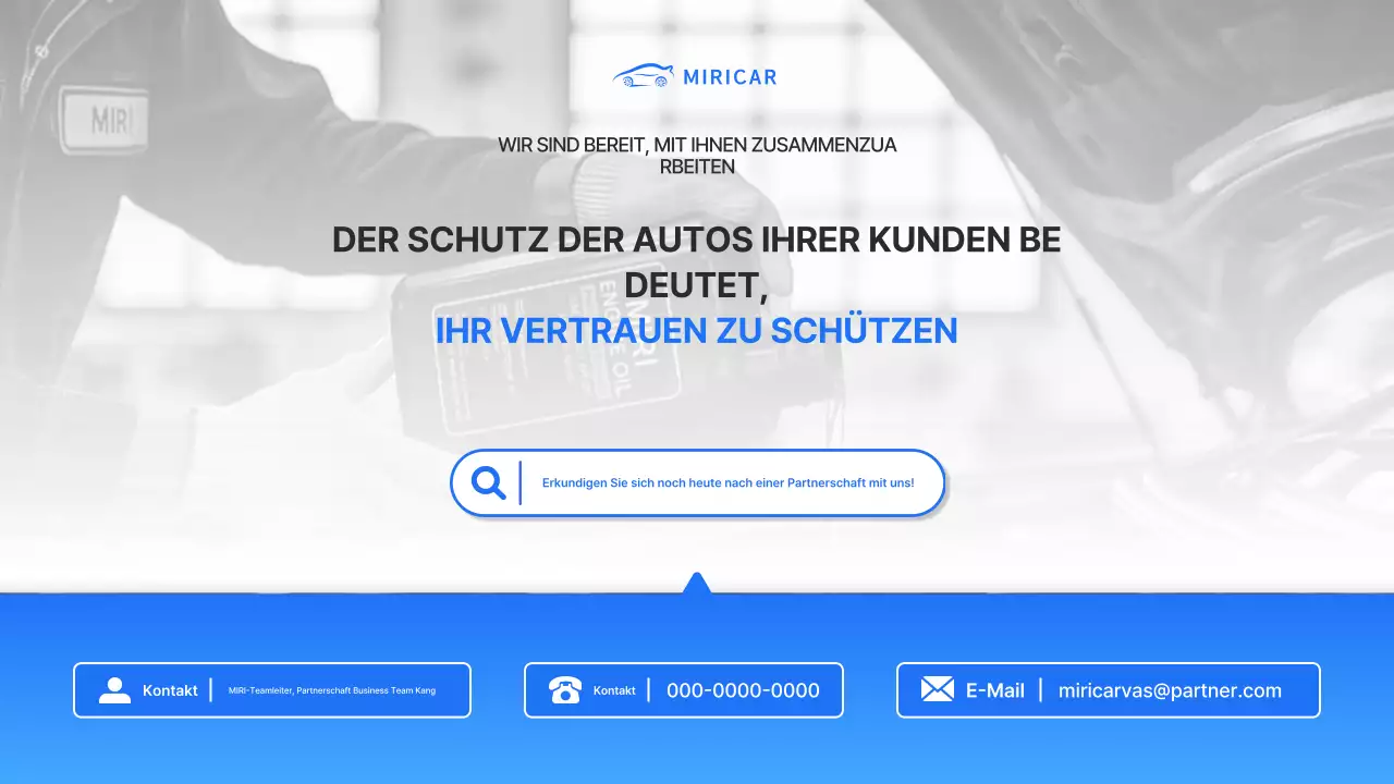Blauer moderner Autoreparatur-Geschäftspartnerschaftsvorschlag