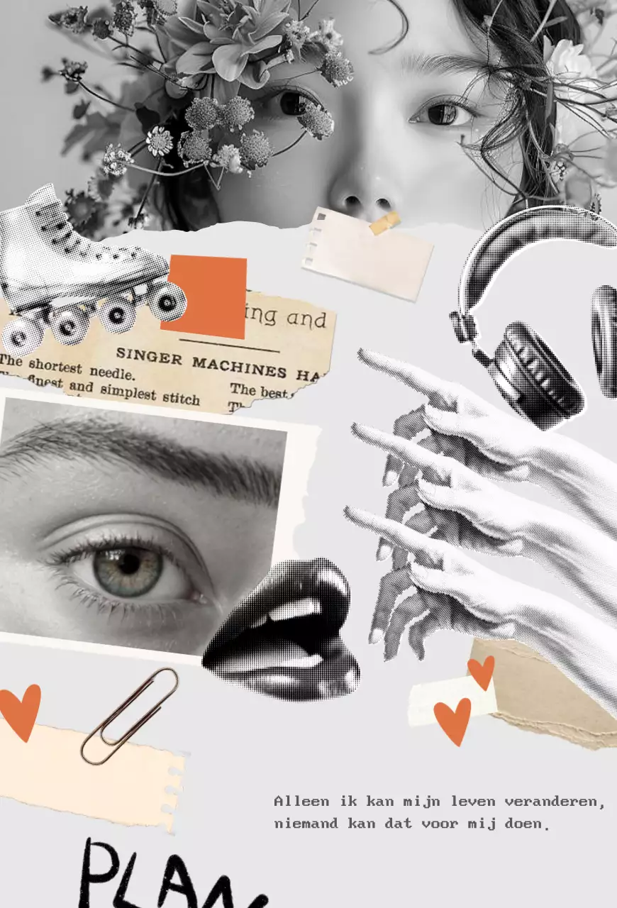 Grijze vintage collageposter